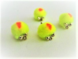 Muppet Glo bugs Chartreuse red dot